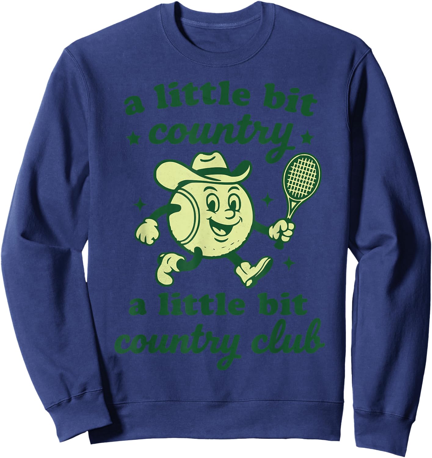 Retro Western Country Club Tennis Themed Party Cowboy Women Sweatshirt - Sweatshirt | Navy