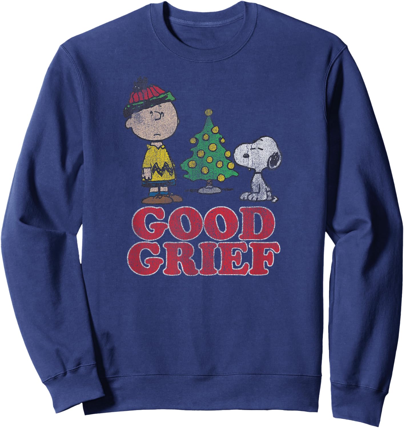 Peanuts Holiday Good Grief Snoopy and Charlie Brown Sweatshirt - Sweatshirt | Navy