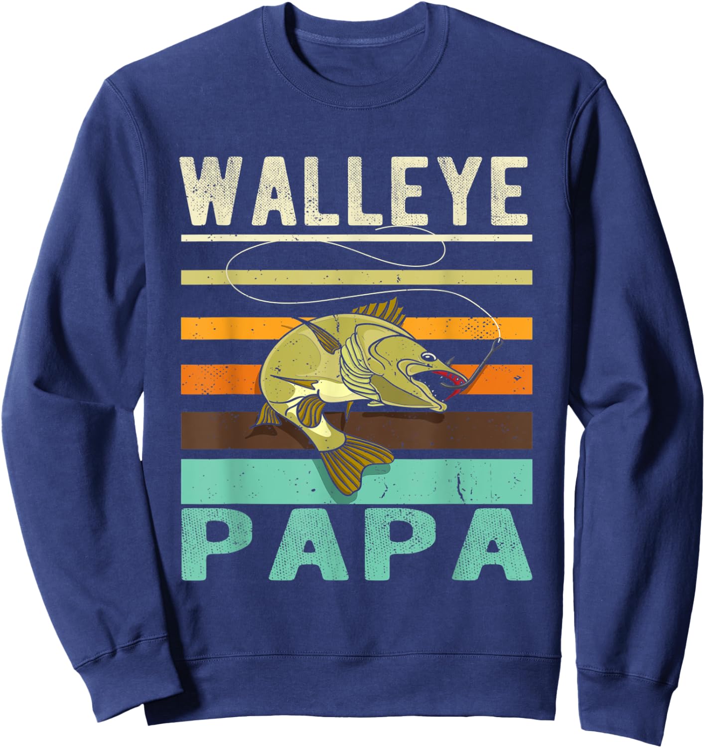 Walleye Papa - Fisherman - Fish - Angler - Funny Fishing Sweatshirt - Sweatshirt | Navy