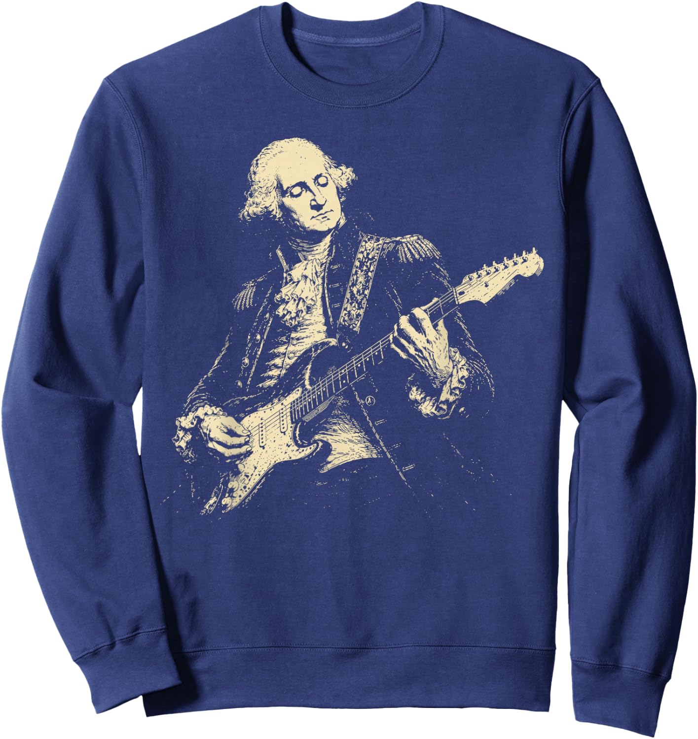 George Washington Playing Electric Guitar Rockstar Sweatshirt - Sweatshirt | Navy
