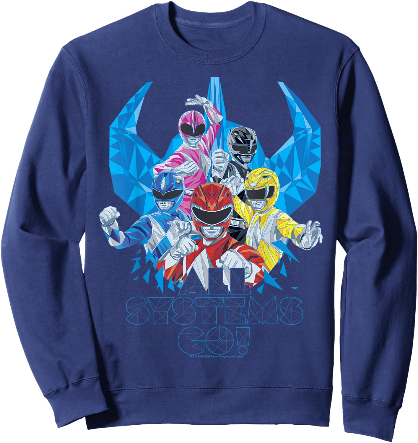 Power Rangers Megazord Retro Helmet Polygon Style Sweatshirt - Sweatshirt | Navy