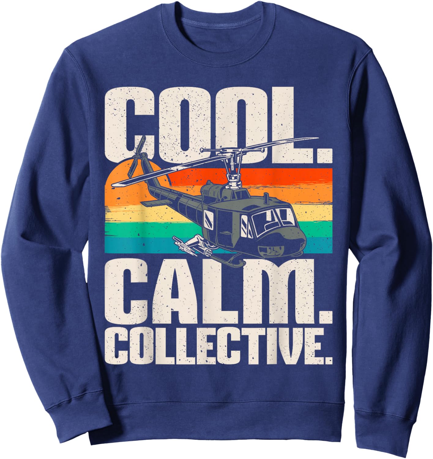 Calm Collective - Retro Helicopter Vintage Pilot Aviation Sweatshirt - Sweatshirt | Navy