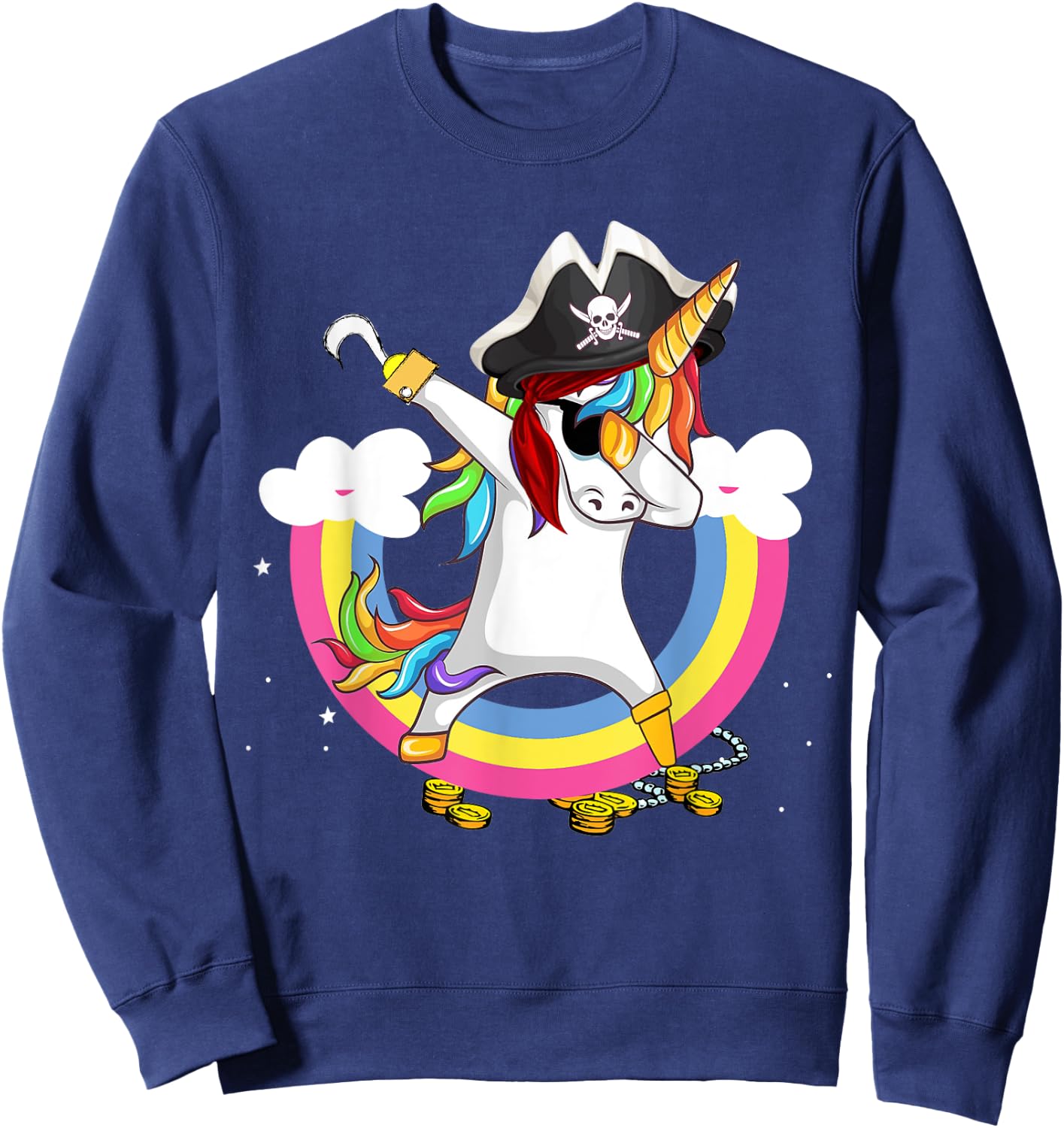 Pirate magical unicorn Funny awesome Halloween Costume Sweatshirt - Sweatshirt | Navy