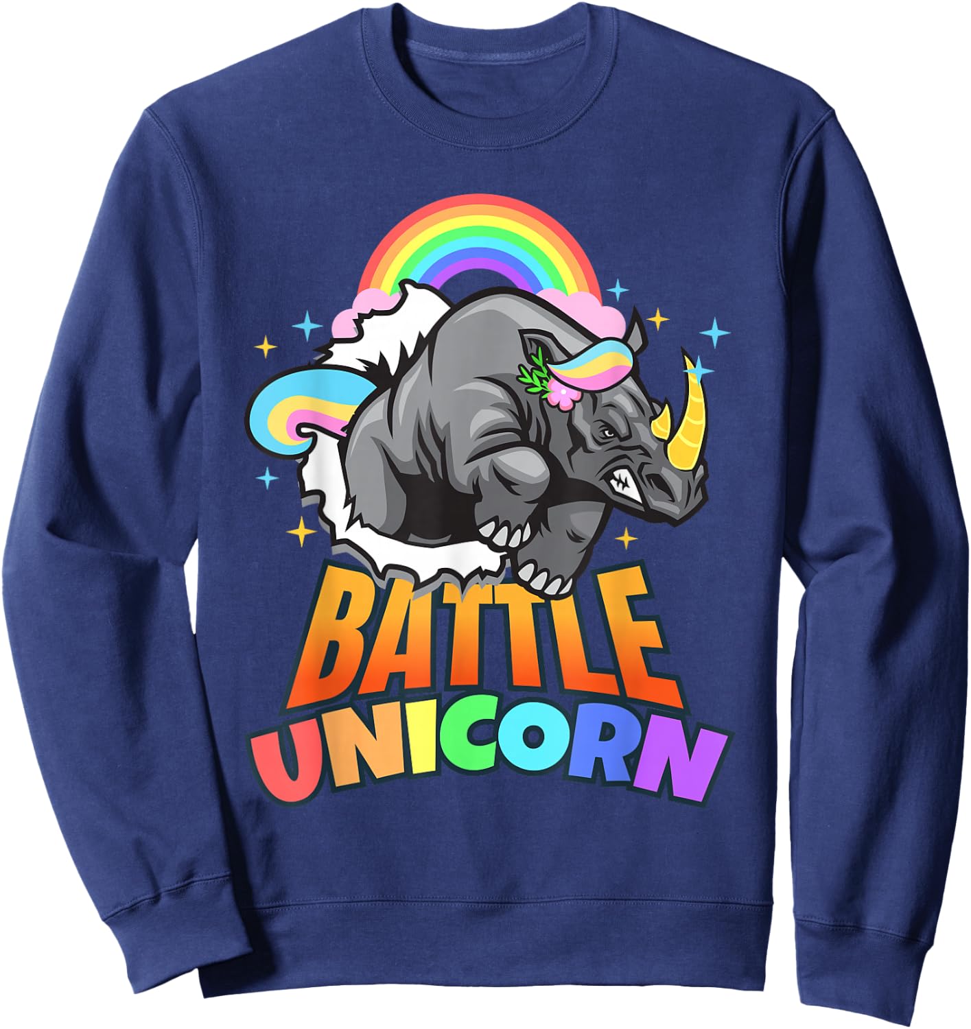 Rhino I Battle Unicorn I Rhino Rhinoceros Sweatshirt - Sweatshirt | Navy