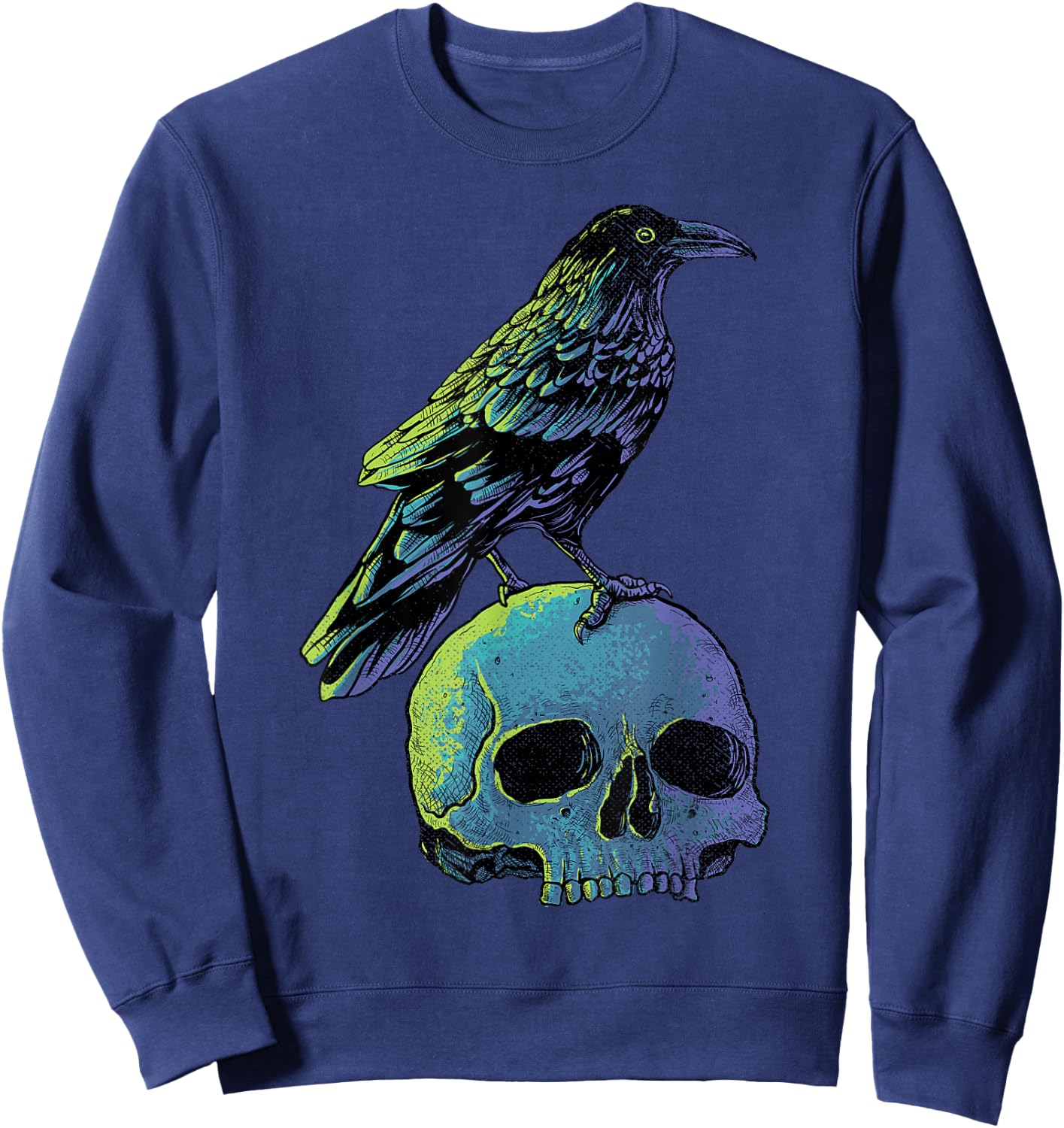 Vintage Crow Gothic Spooky Black Raven Sweatshirt - Sweatshirt | Navy
