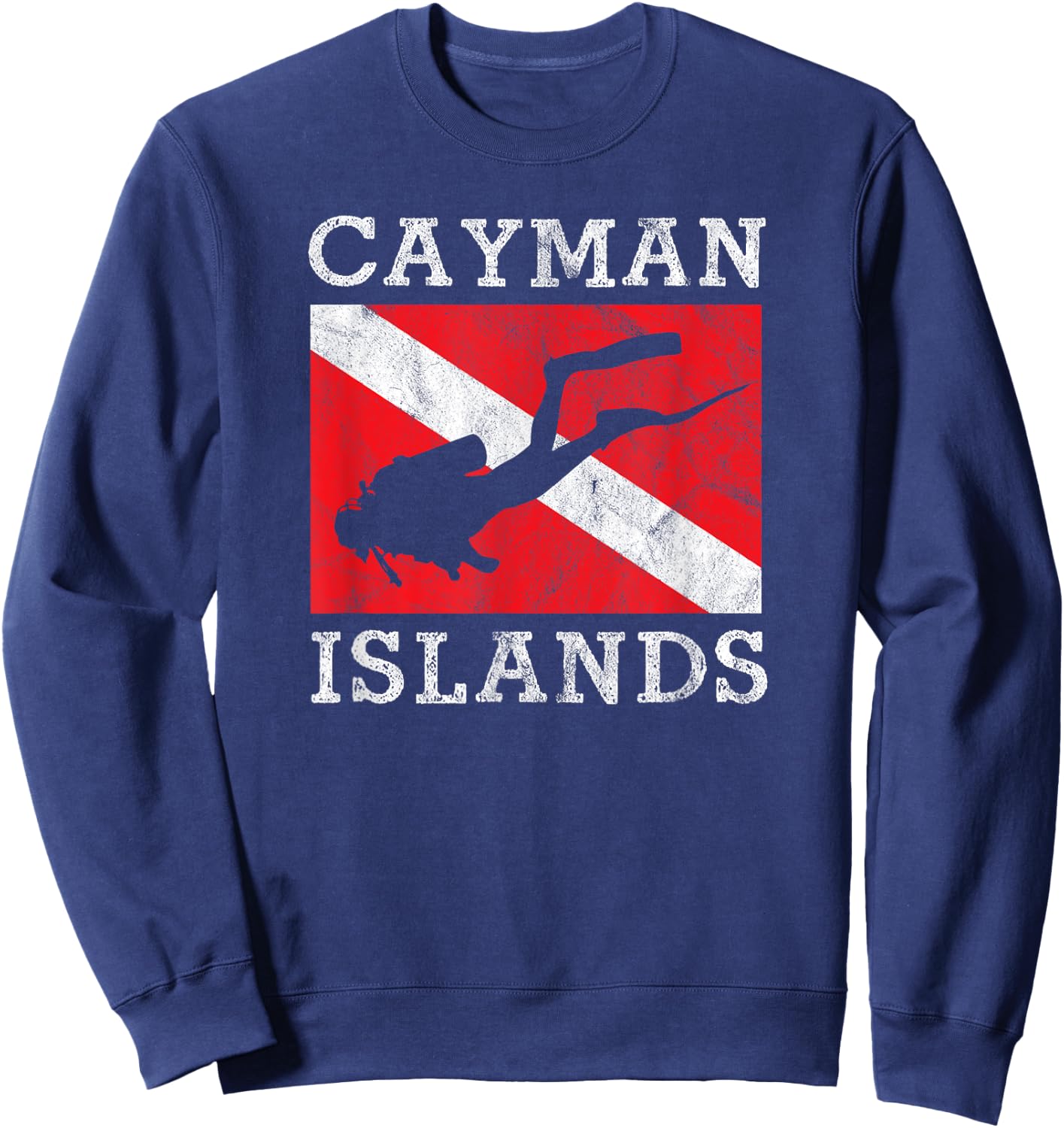 Retro Scuba Diver Grand Cayman Islands Scuba Diving Sweatshirt - Sweatshirt | Navy