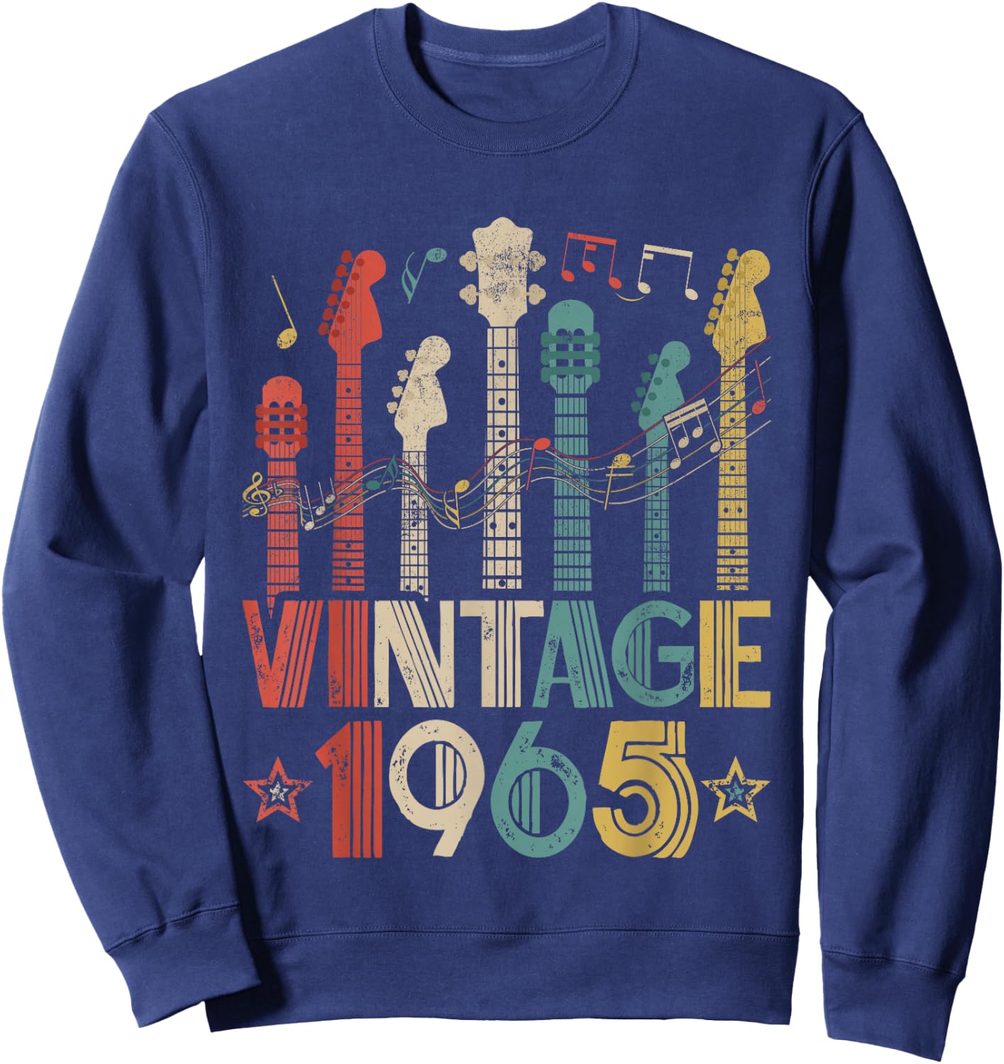 Retro Vintage 1965 Guitar Lover 1965 Birthday Guitarist Sweatshirt - Sweatshirt | Navy