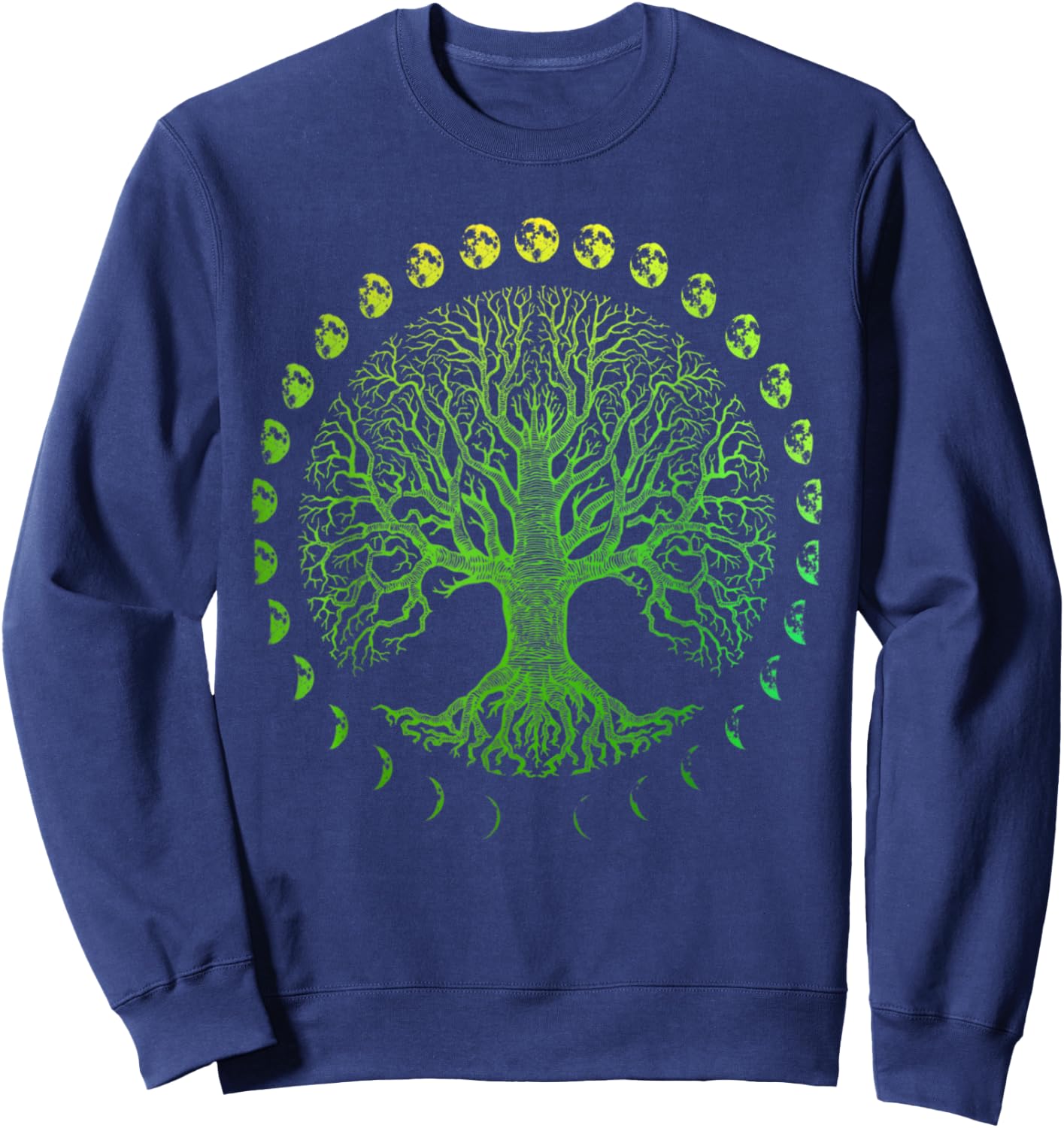 Tree of Life Phases of the Moon Gift - Earth Day Sweatshirt - Sweatshirt | Navy
