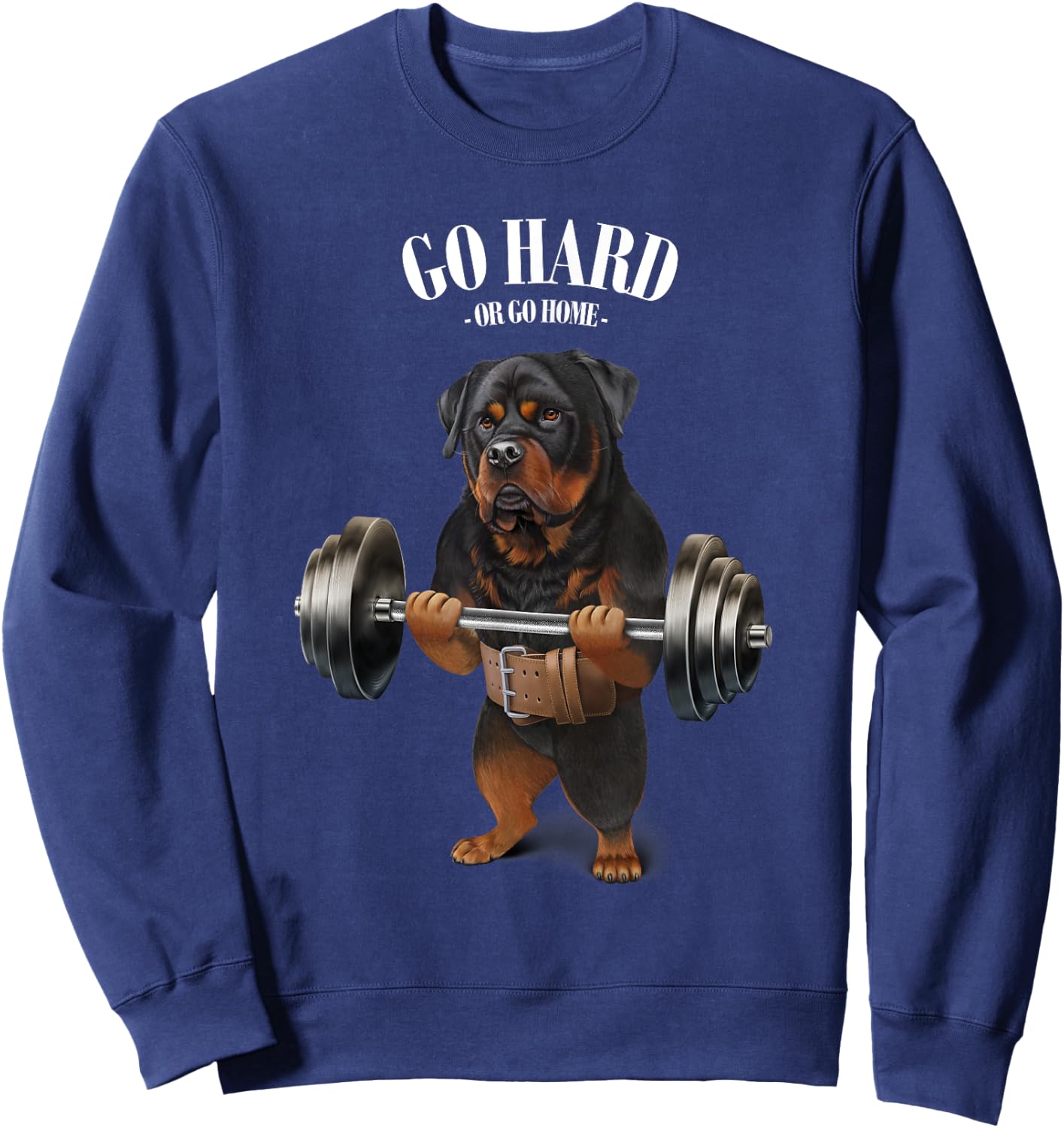 Rottweiler Dog Weightlifting in Fitness Gym Sweatshirt - Sweatshirt | Navy