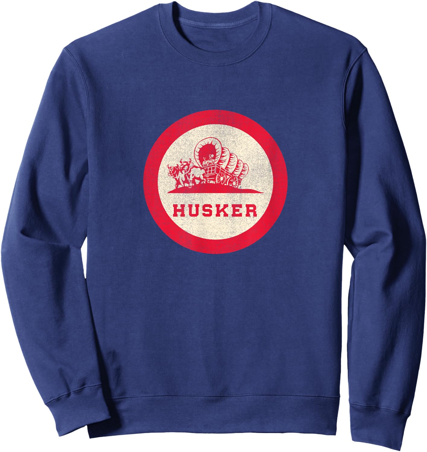 Nebraska State Nickname Husker Roundel [Distressed] Sweatshirt - Sweatshirt | Navy