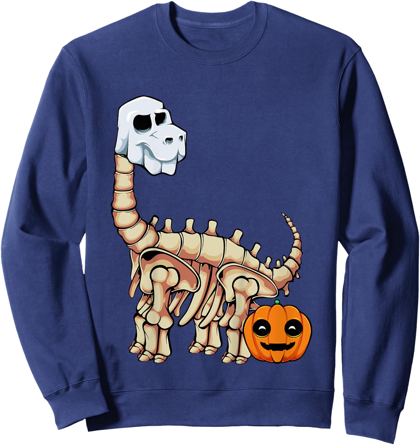 Kids Dinosaur Skeleton Ghost Lazy Halloween Costume Brontosaurus Sweatshirt - Sweatshirt | Navy