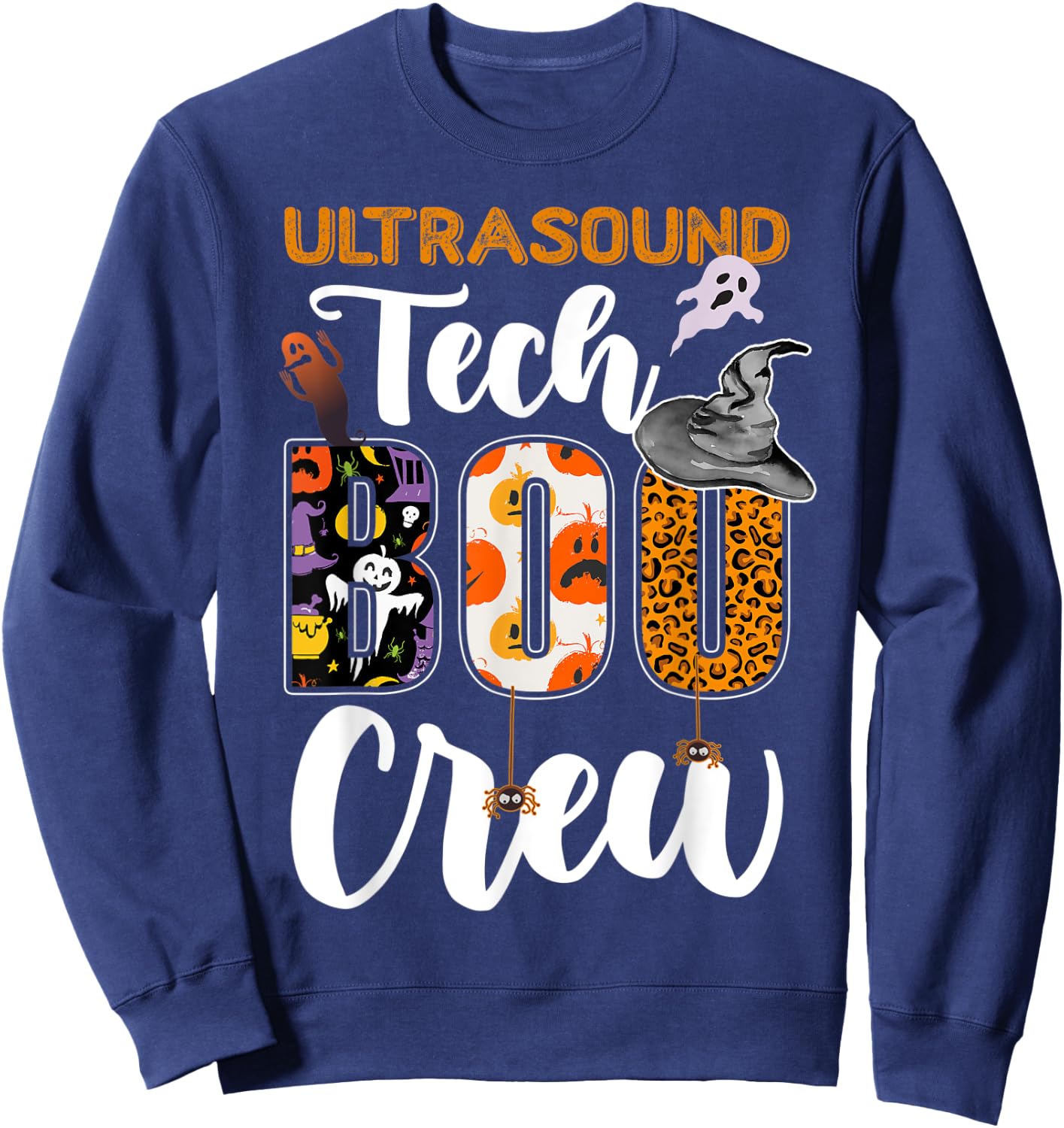 Ultrasound Tech Boo Crew Funny Halloween Technician Matching Sweatshirt - Sweatshirt | Navy
