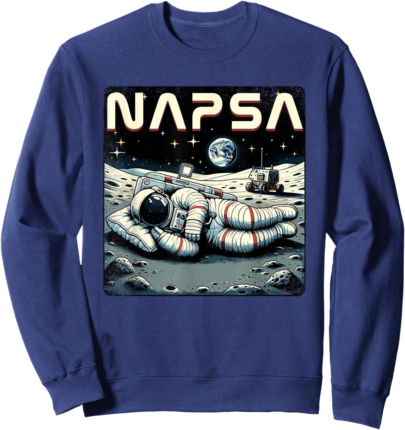 Retro Napsa Astronaut Outer Space Pun Novelty Funny Space Sweatshirt - Sweatshirt | Navy
