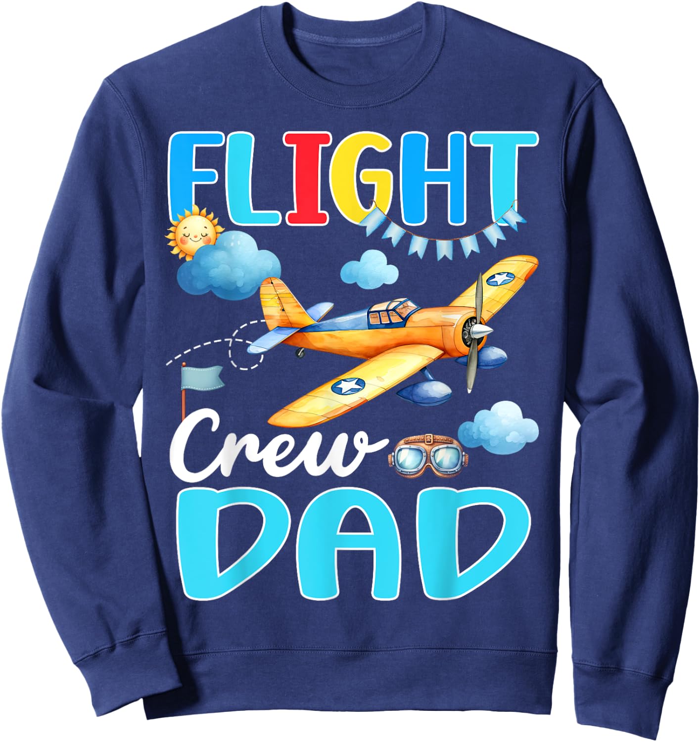 Flight Crew Dad Birthday Squad Airplane Matching Family Sweatshirt - Sweatshirt | Navy