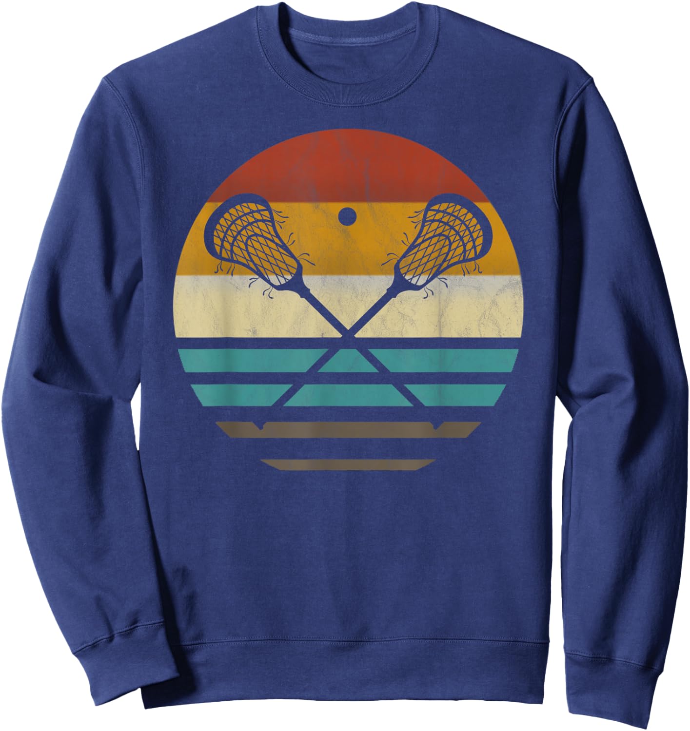 Lacrosse Retro Vintage Lacrosse Racket Silhouette Gift Sweatshirt - Sweatshirt | Navy