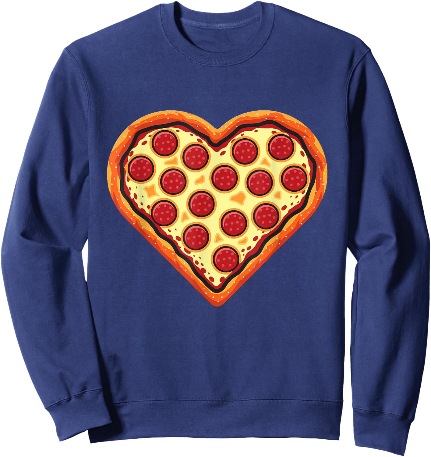 Pizza Heart Cute Valentines Day Funny Heart Shaped Pizza Sweatshirt - Sweatshirt | Navy