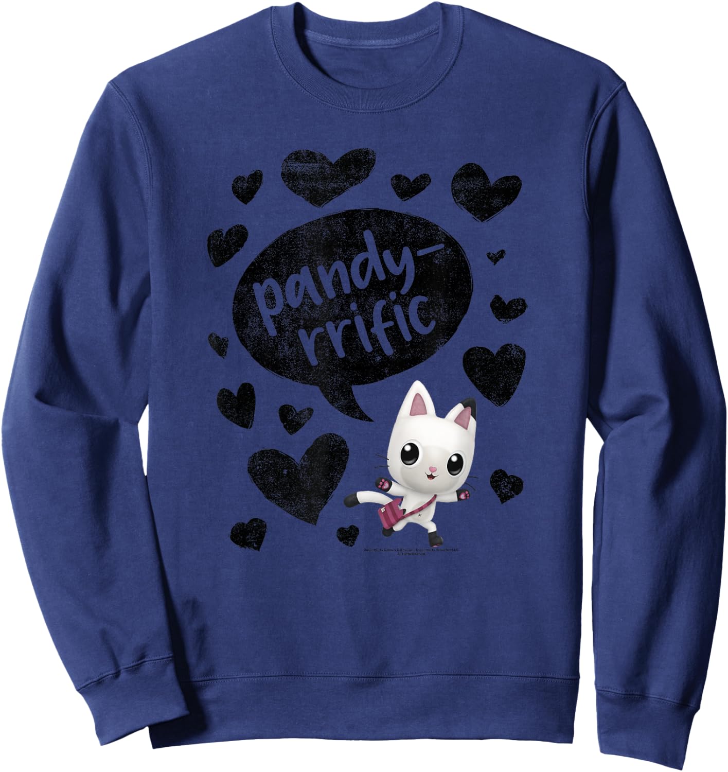 Gabby's Dollhouse Pandy Paws Panda Rrific Black Hearts Sweatshirt - Sweatshirt | Navy