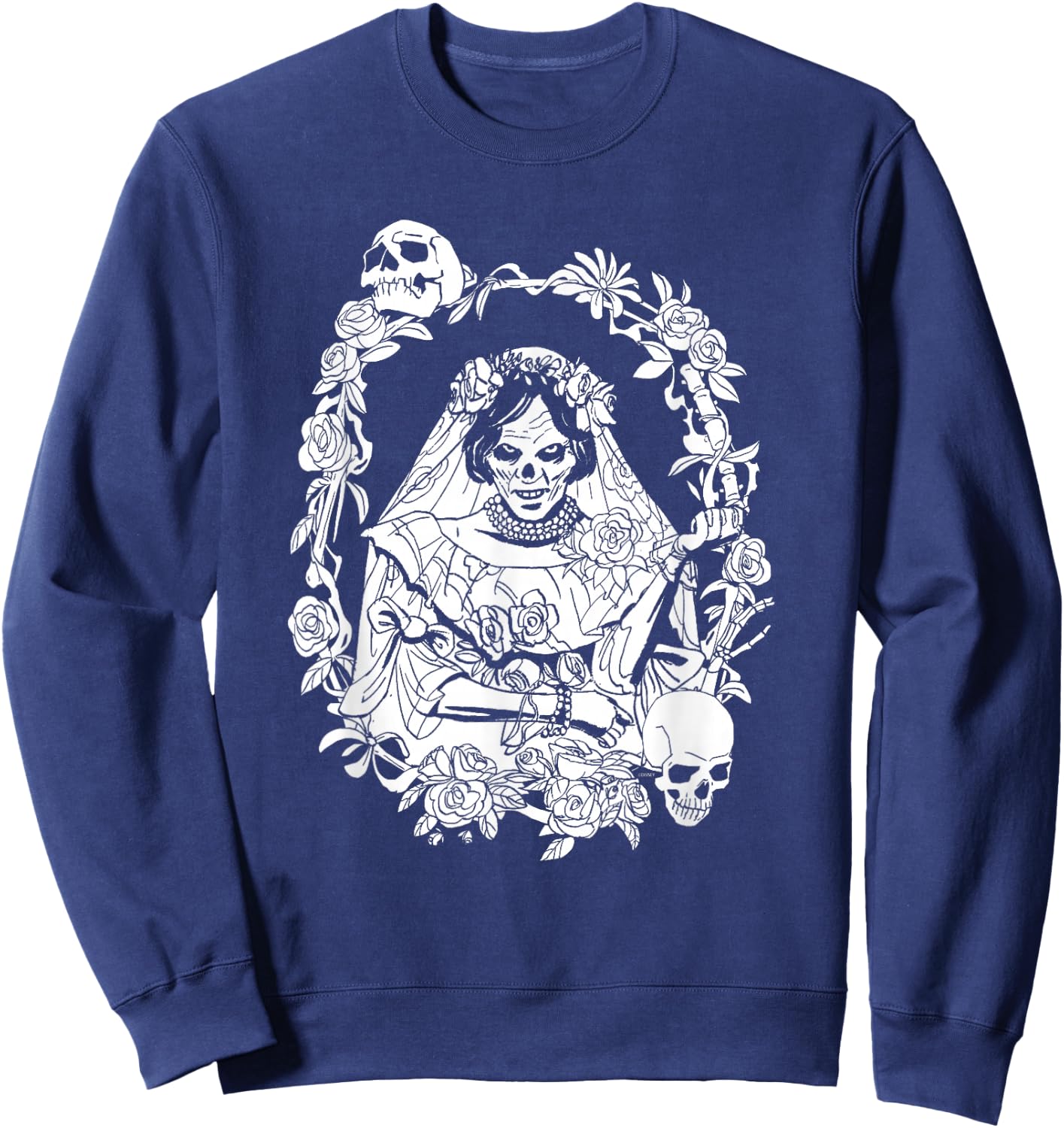 Disney Haunted Mansion Movie The Bride Ghost Skulls & Roses Sweatshirt - Sweatshirt | Navy