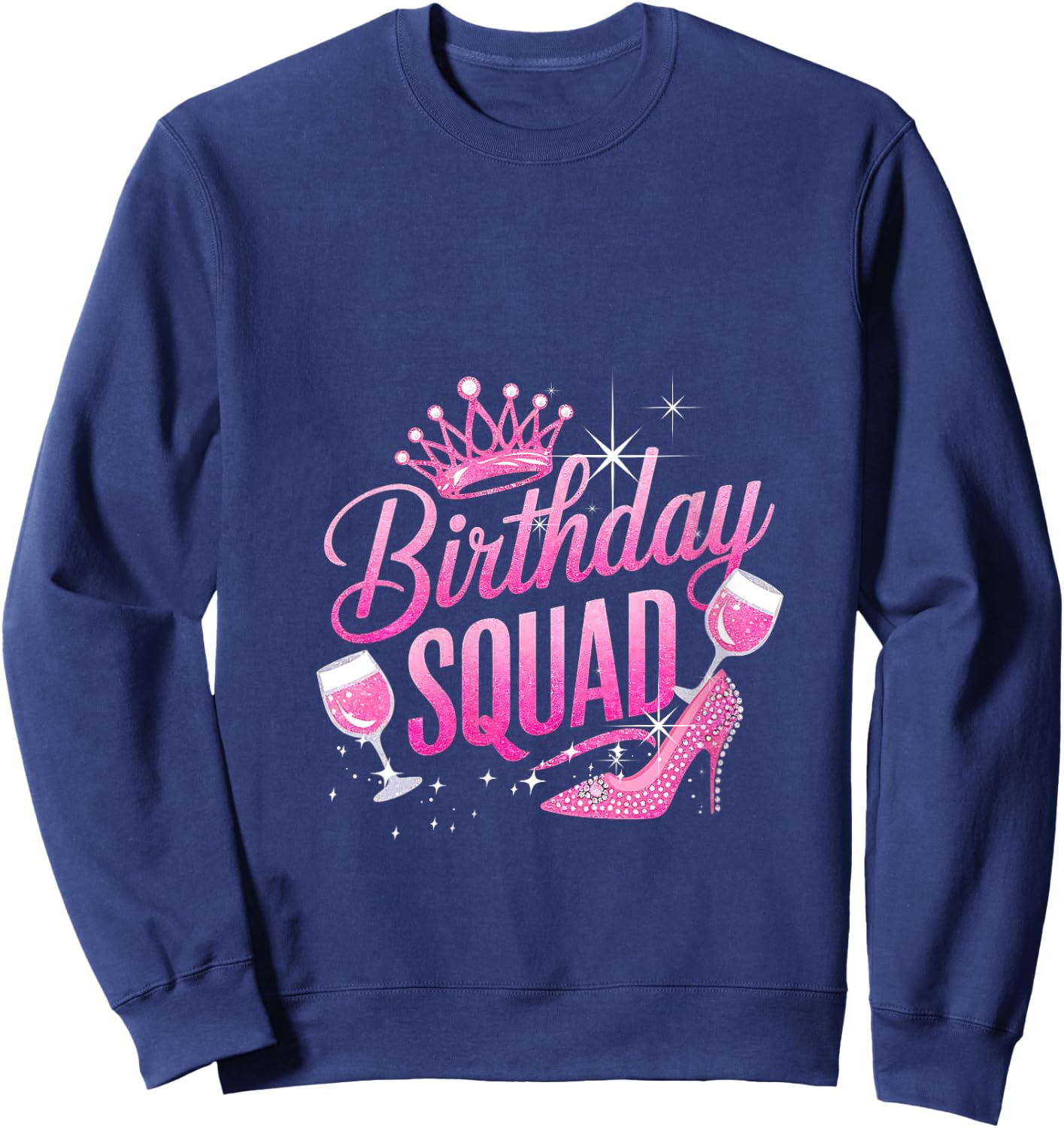 Birthday Squad Crown Elegant High Heels of Diva Grandma Team V-Neck Sweatshirt - Sweatshirt | Navy