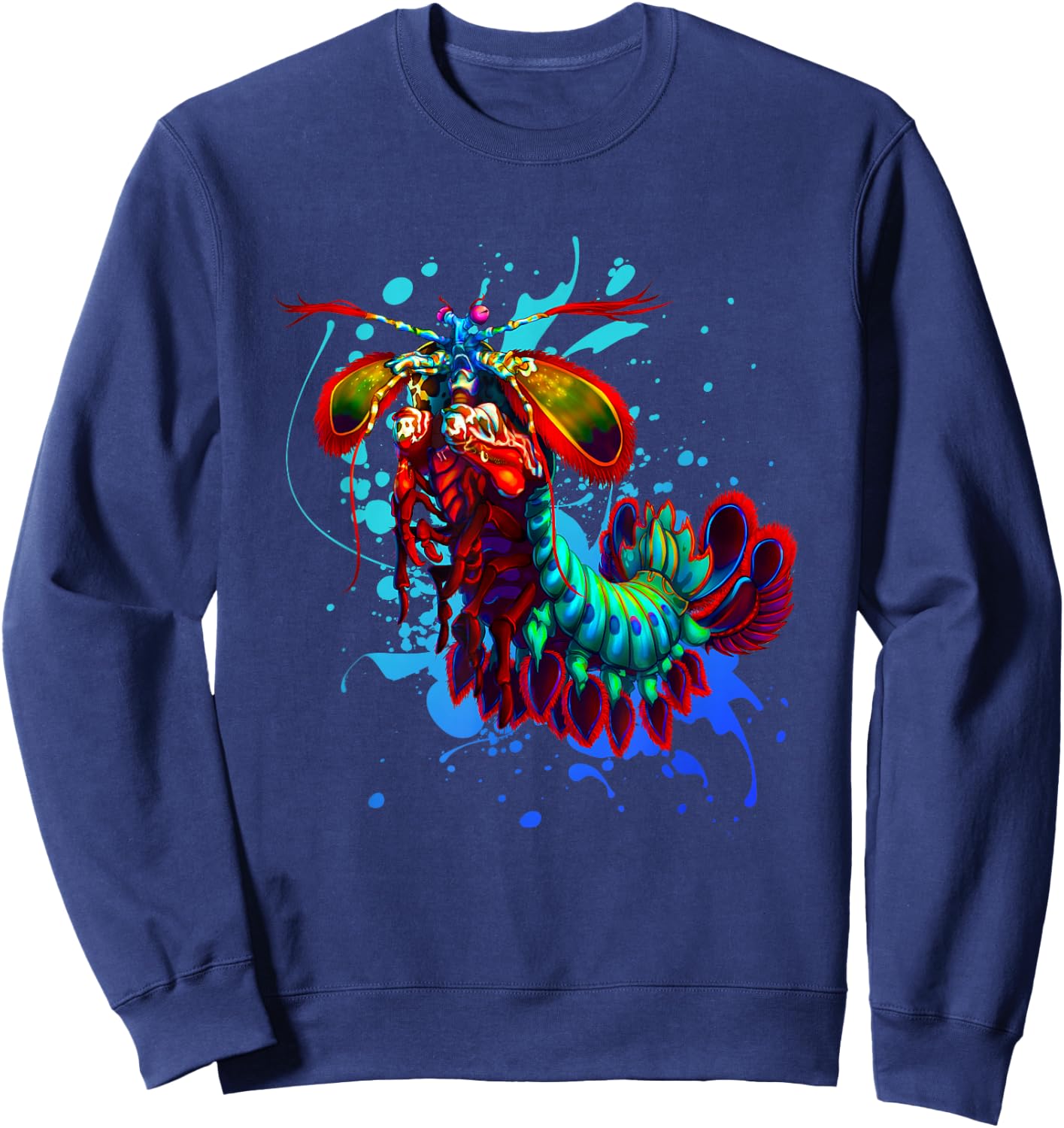Rainbow Peacock Mantis Shrimp Blue Splash Sweatshirt - Sweatshirt | Navy