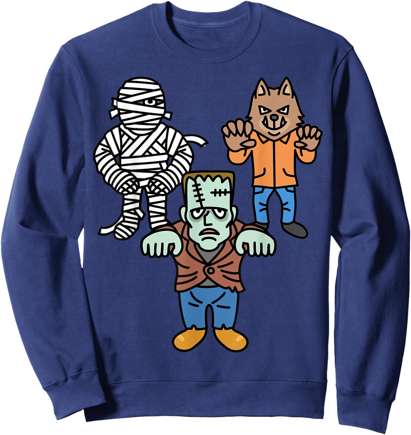 Horror Movie Monster Mummy Werewolf Frankenstein Comic Book Sweatshirt - Sweatshirt | Navy