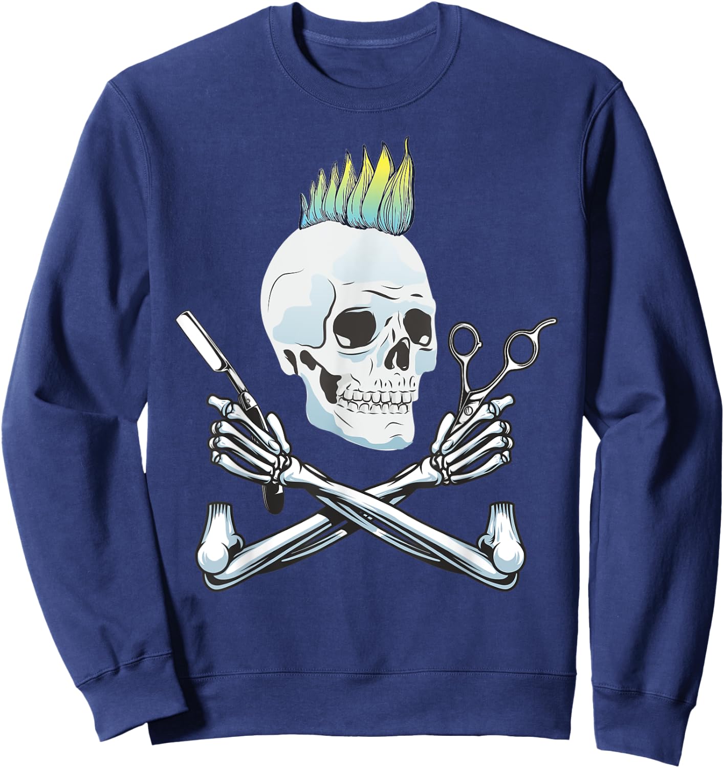 Color Punk Hairdresser Sugar Skull Hairstylist Fun Iroquois Sweatshirt - Sweatshirt | Navy