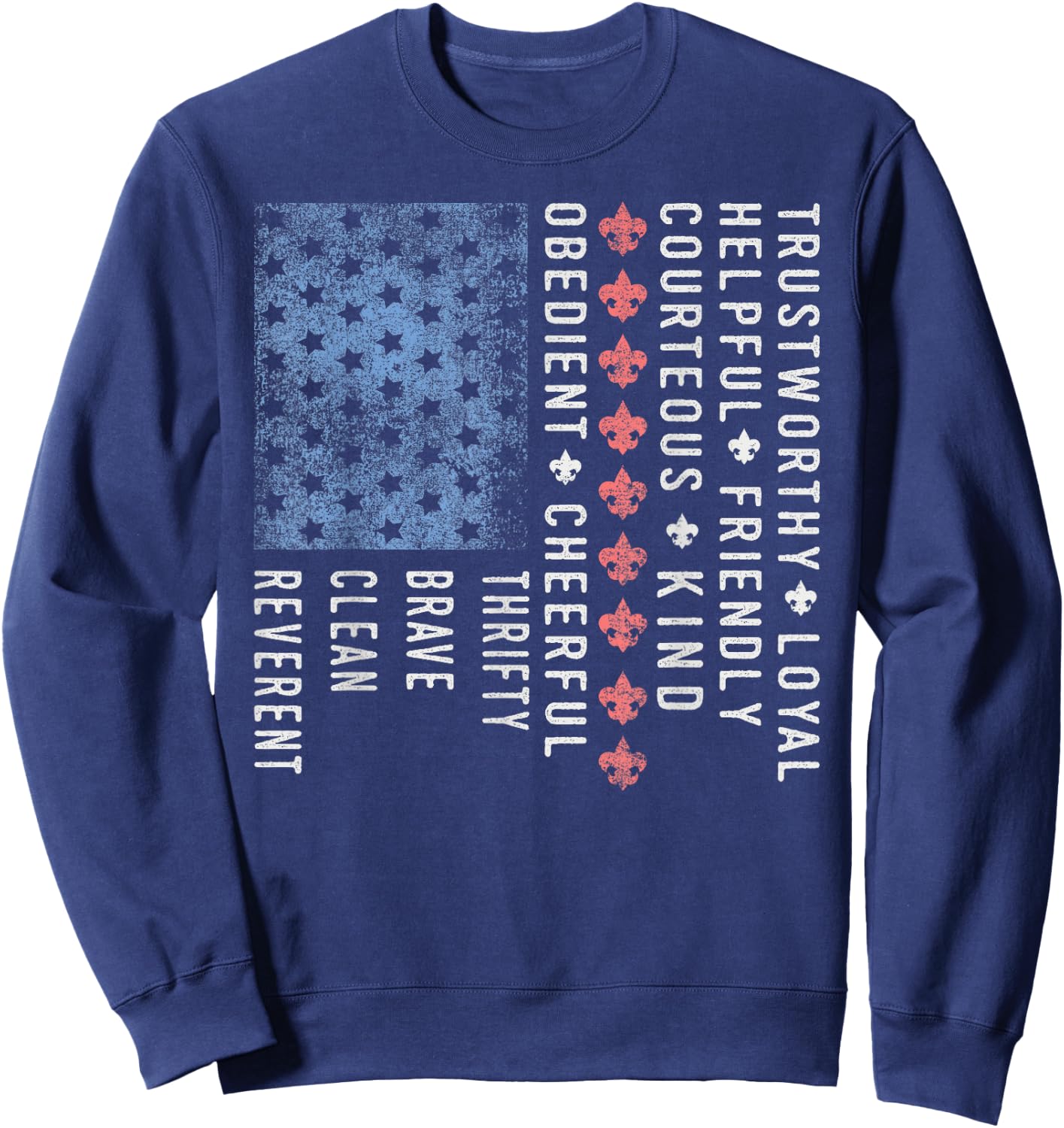 American Flag Scouting Vintage Scouting Law Sweatshirt - Sweatshirt | Navy