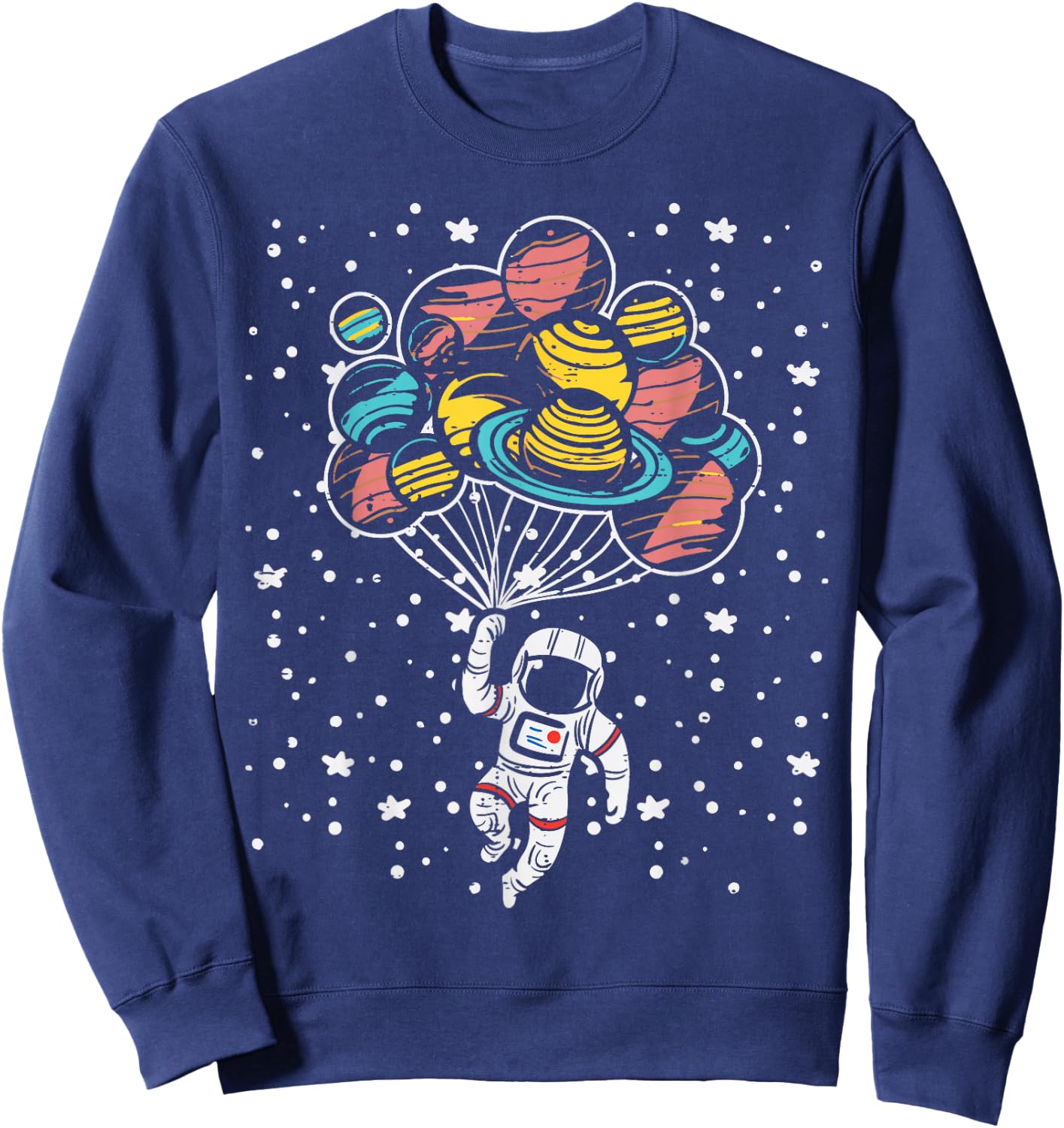 Astronaut Holding Planet Balloons Space Toddler Boys Kids Sweatshirt - Sweatshirt | Navy