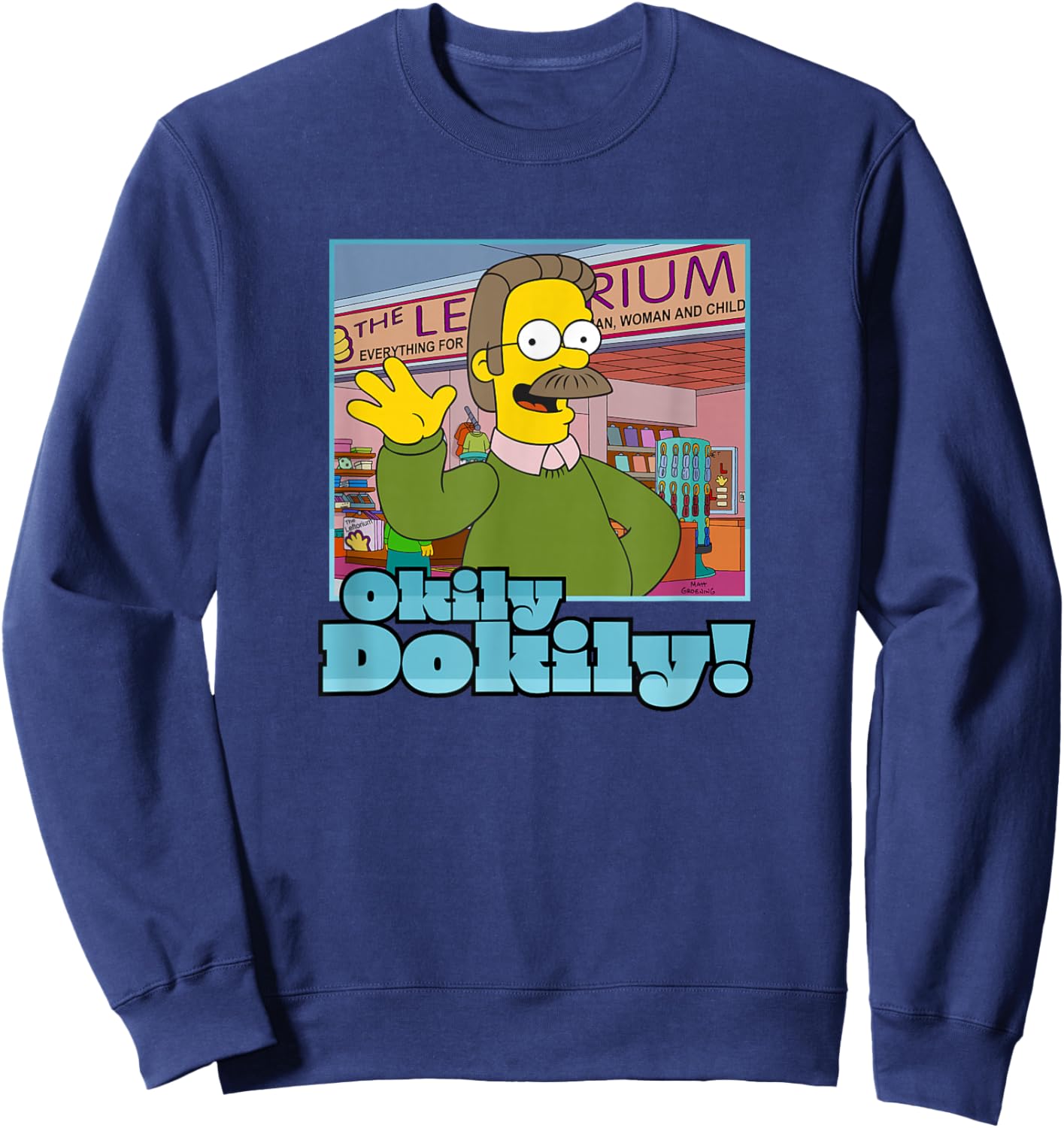 The Simpsons Ned Flanders Okily Dokily Sweatshirt - Sweatshirt | Navy