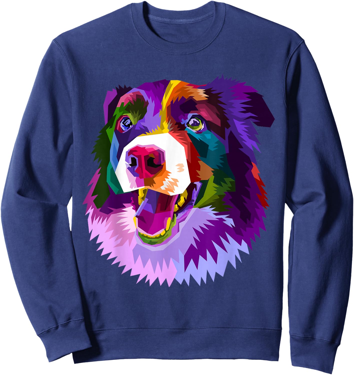 Border Collie Pop Art Portrait Colorful For Dog Owners Sweatshirt - Sweatshirt | Navy