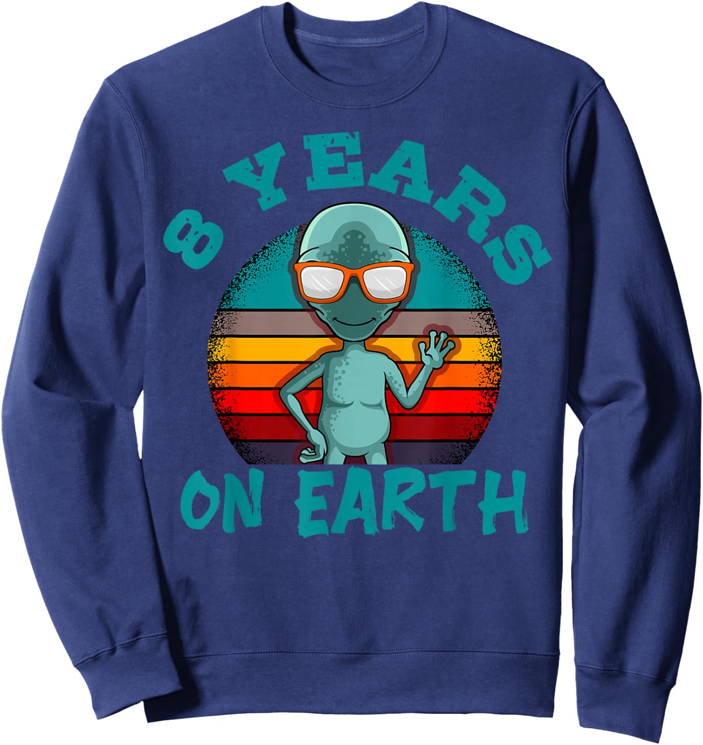 Alien 8th Birthday Party UFO Space Galaxy Traveler Cosmos Sweatshirt - Sweatshirt | Navy