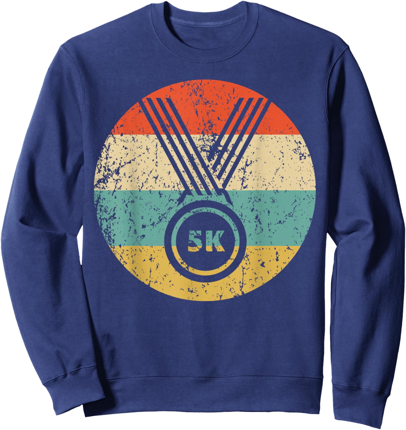 5K Race Finisher Medal Icon Retro Running Sweatshirt - Sweatshirt | Navy