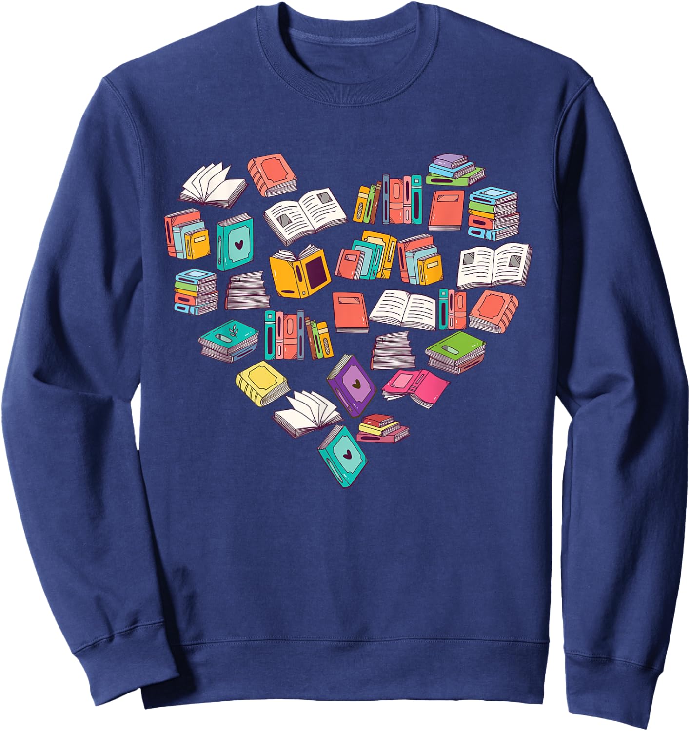 Heart Bookshelf - Book Lover School Librarian Library Sweatshirt - Sweatshirt | Navy