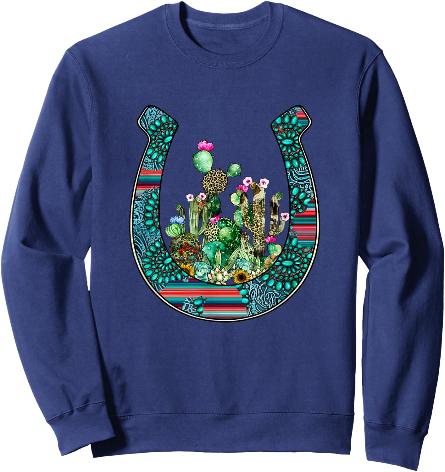 Country Western Cactus sunflower horseshoe apparel women Sweatshirt - Sweatshirt | Navy