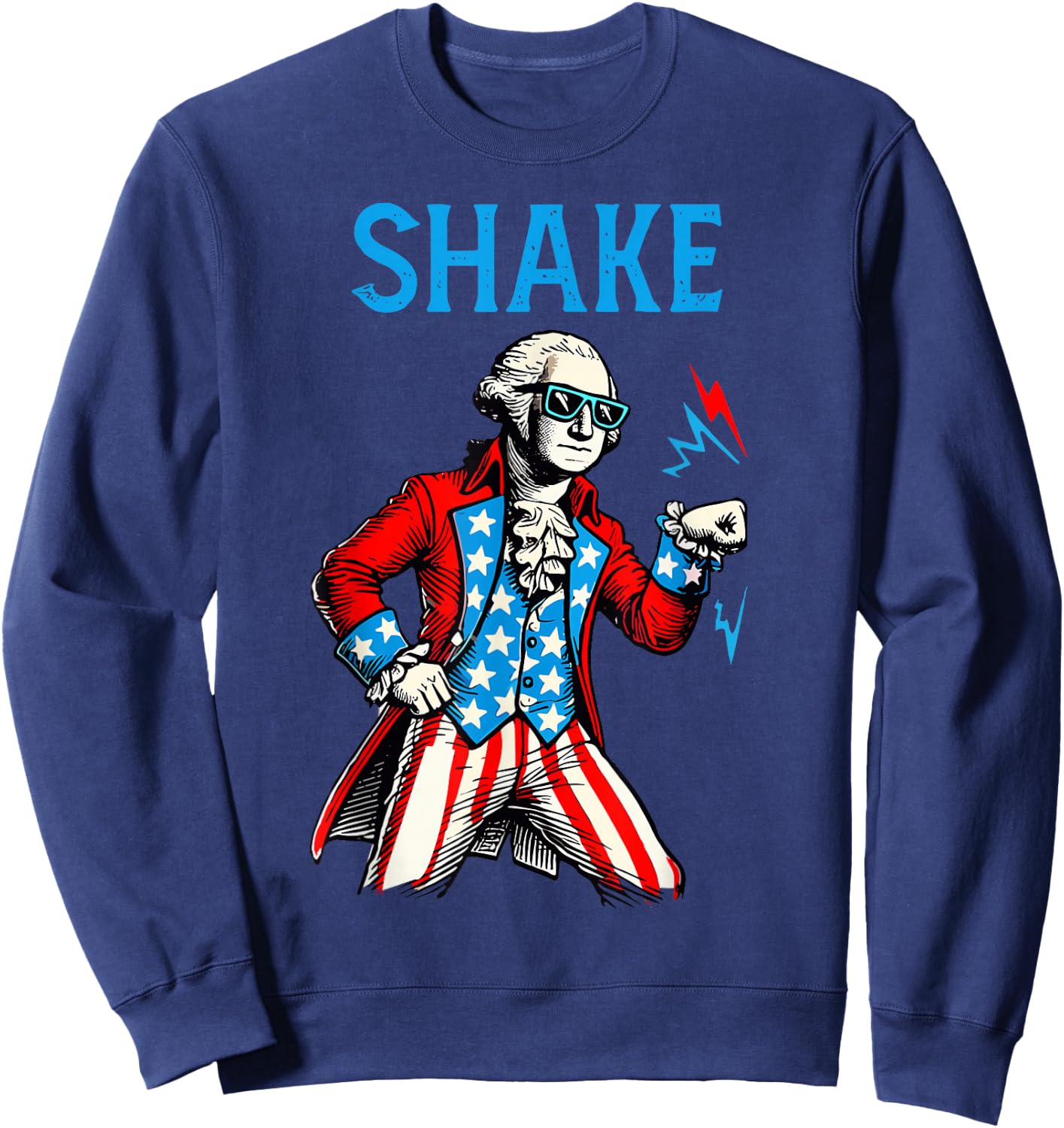 Retro Shake And Bake 4th of July Couple Matching American Sweatshirt - Sweatshirt | Navy