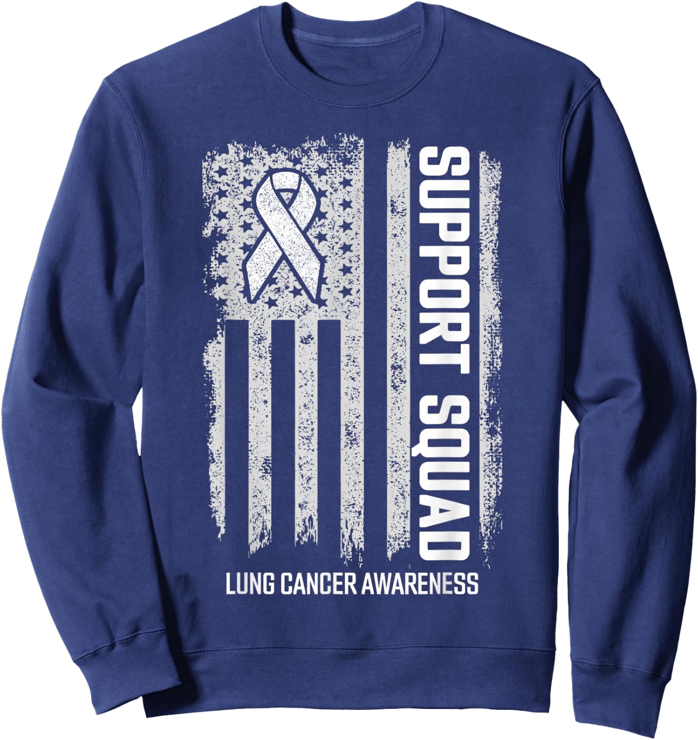 Lung Cancer Shirts Support Squad Lung Cancer Awareness Sweatshirt - Sweatshirt | Navy