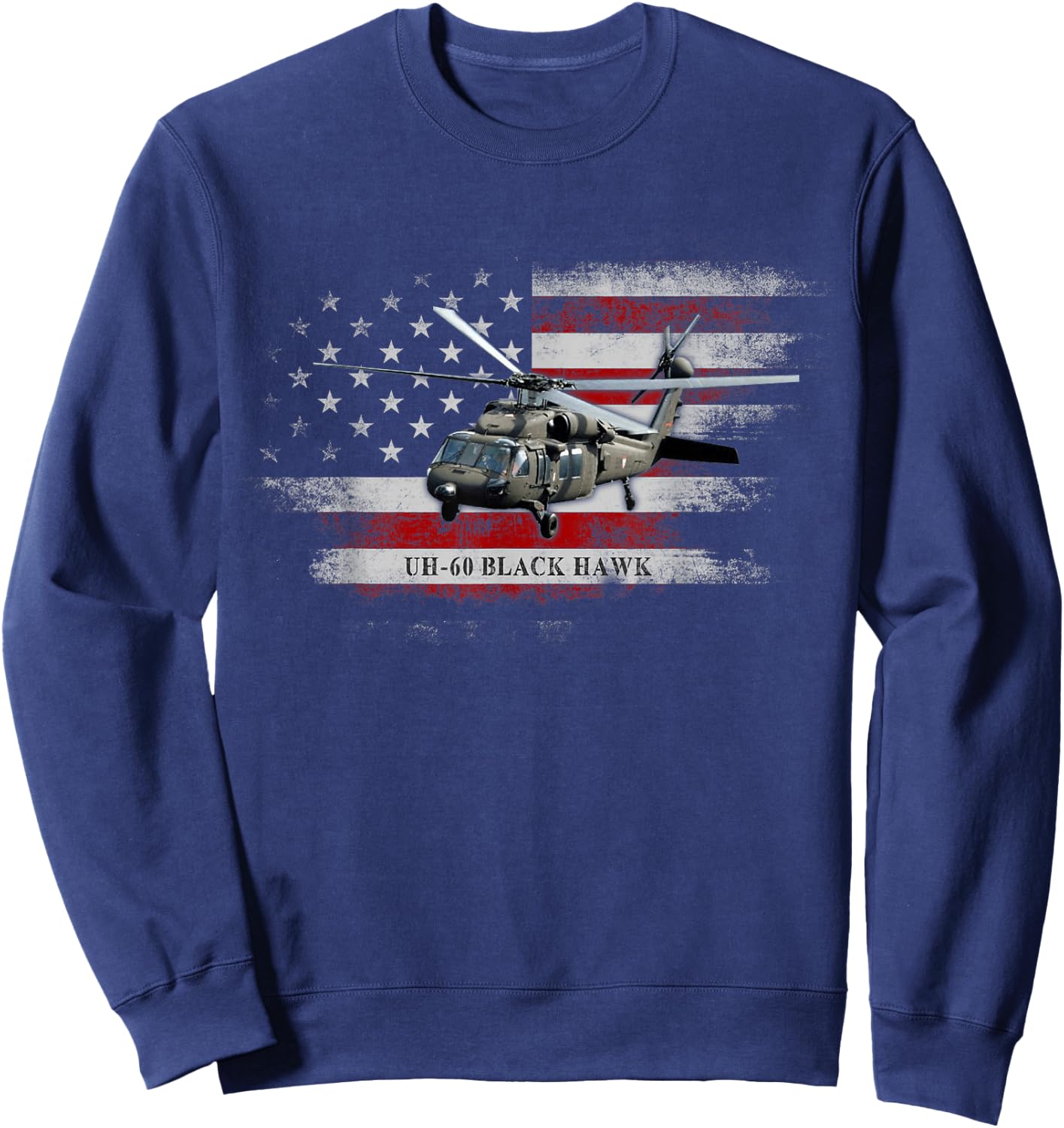 UH-60 Black Hawk Helicopter USA Flag Helicopter Pilot Gifts Sweatshirt - Sweatshirt | Navy