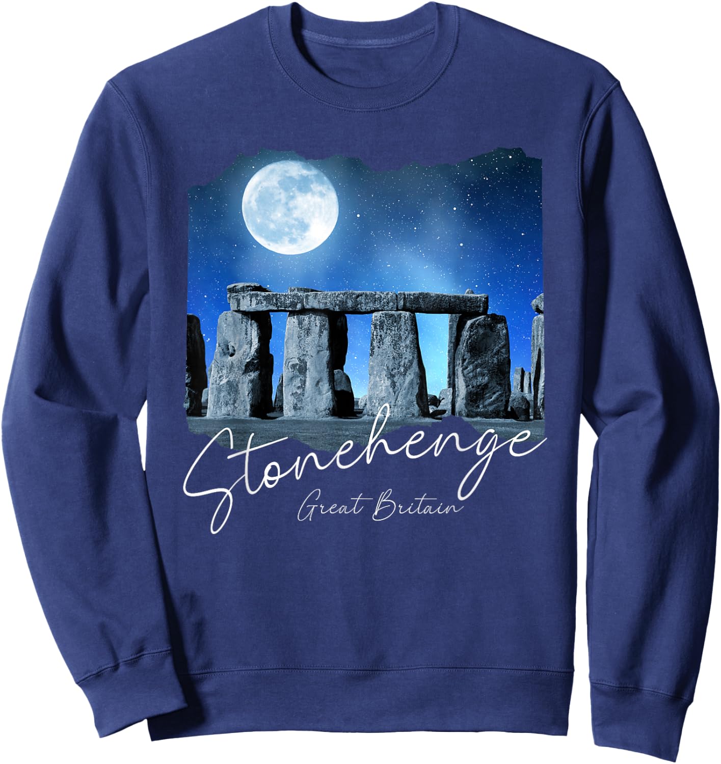 Stonehenge England Souvenir - Stonehenge At Night Sweatshirt - Sweatshirt | Navy