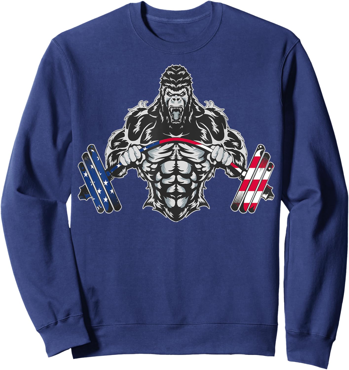 Bodybuilding Gorilla Gym USA Fitness Sweatshirt - Sweatshirt | Navy