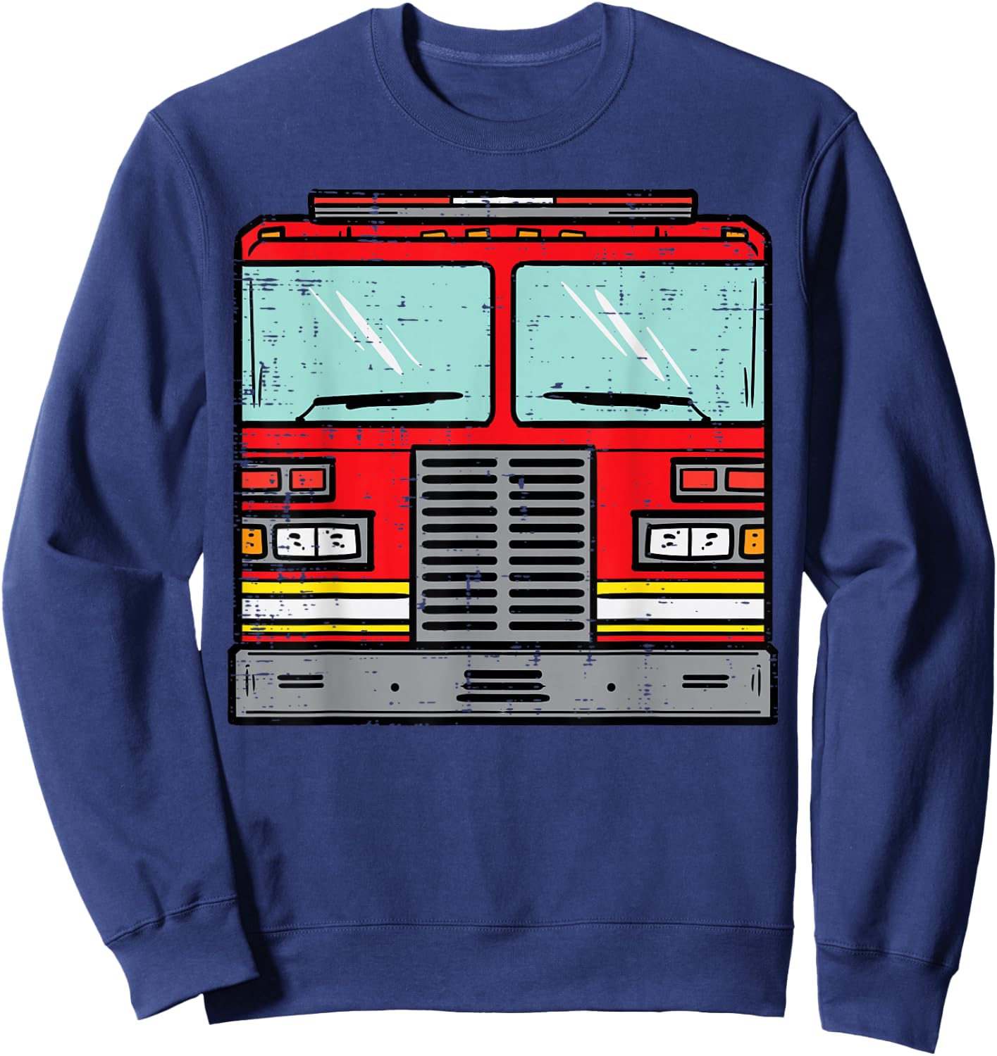 Fire Truck Costume Halloween Firefighter Fireman Men Boys Sweatshirt - Sweatshirt | Navy