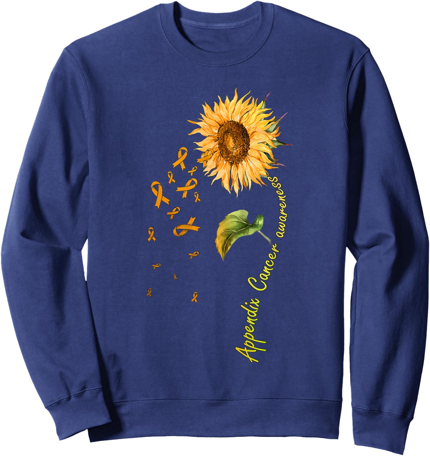 Appendix Cancer Awareness Sunflower Shirt Sweatshirt - Sweatshirt | Navy