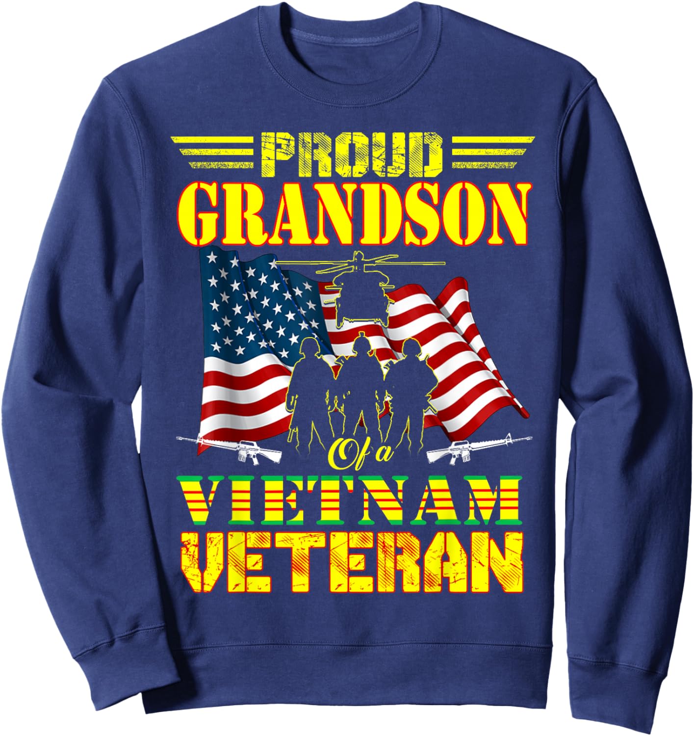Proud Grandson Of A Vietnam Veteran Military Family Sweatshirt - Sweatshirt | Navy