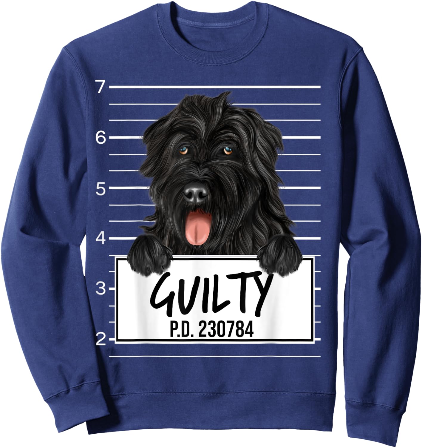 Funny Bouvier des Flandres Mugshot Guilty Dog Sweatshirt - Sweatshirt | Navy