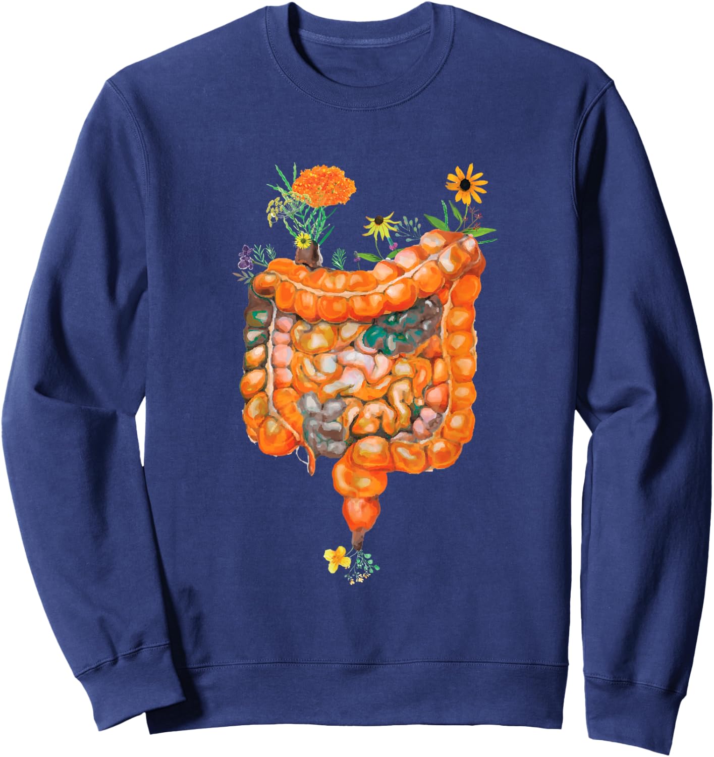 Funny Healthy Gut Flower and Intestines Sweatshirt - Sweatshirt | Navy