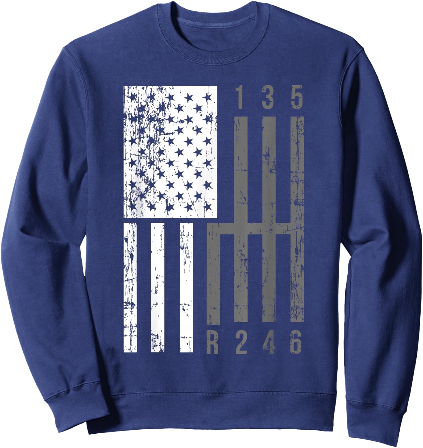 Funny Stick Shift USA Flag Muscle Car 6 Gears Mechanic Gift Sweatshirt - Sweatshirt | Navy