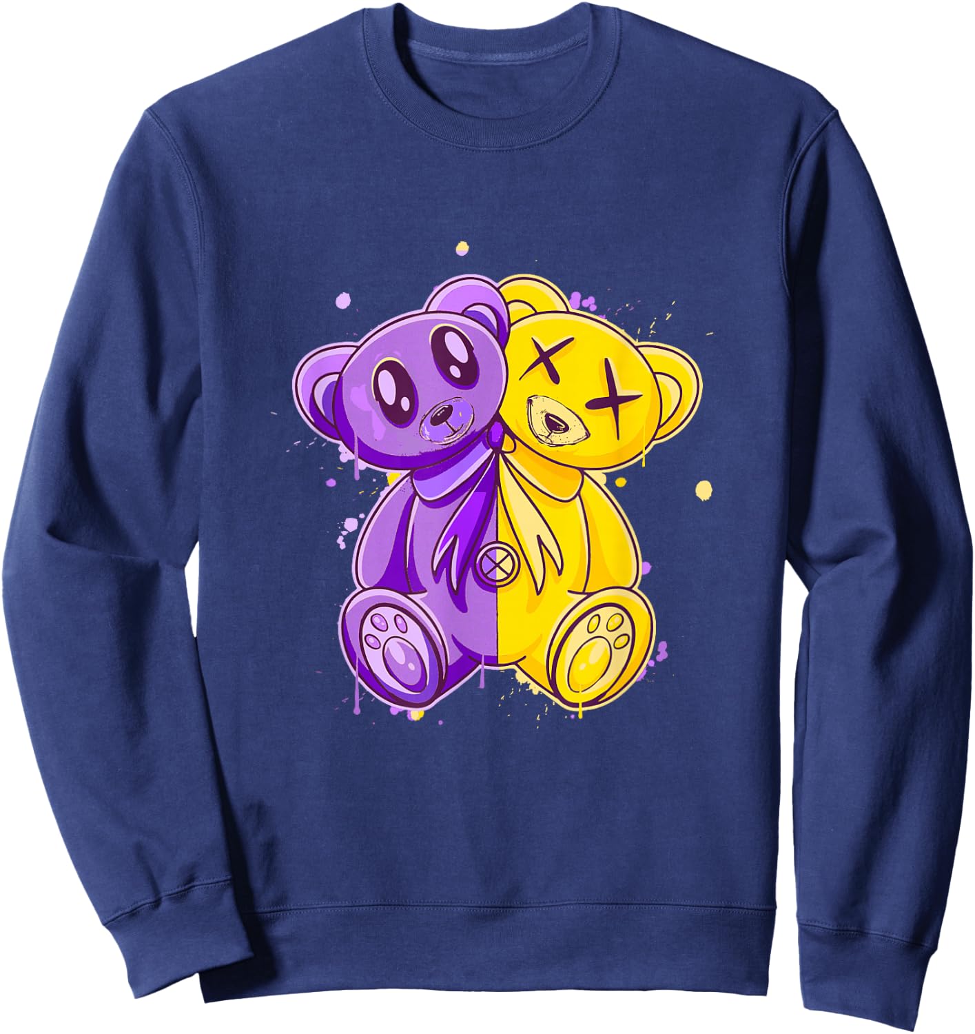 Purple and Golds Evil Twin-gold & Purple Color Graphic Sweatshirt - Sweatshirt | Navy
