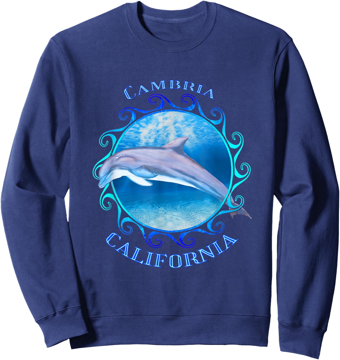 Cambria California Vacation Souvenir Dolphin Sweatshirt - Sweatshirt | Navy