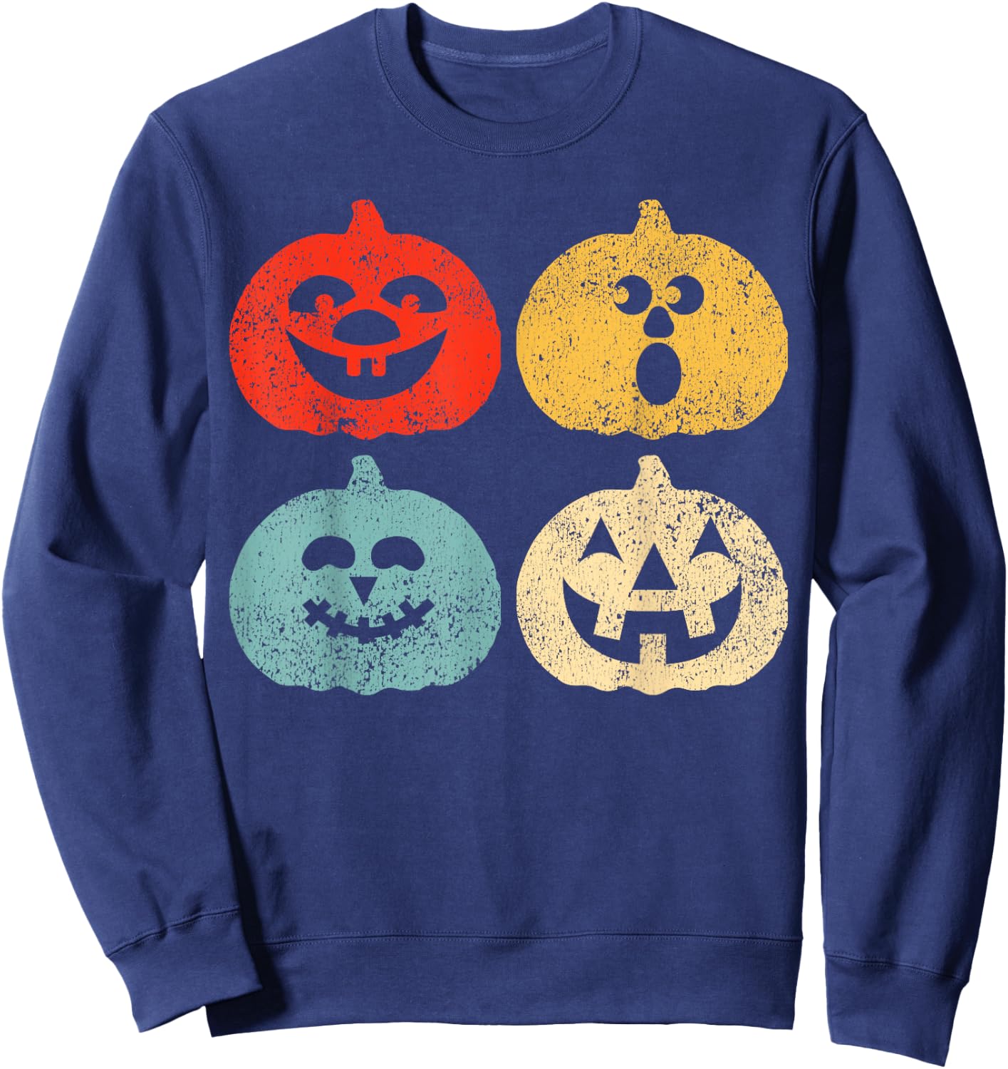 Vintage Halloween Pumpkin Women, Men, Kids, Funny Retro Gift Sweatshirt - Sweatshirt | Navy