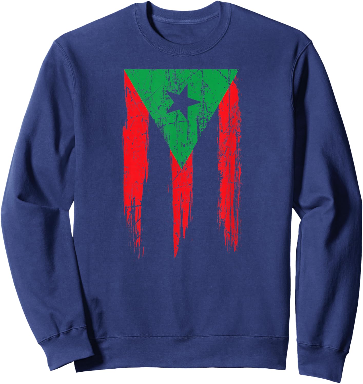 Distressed Afro Latino Flag Afro Boricua Puerto Rico African Sweatshirt - Sweatshirt | Navy