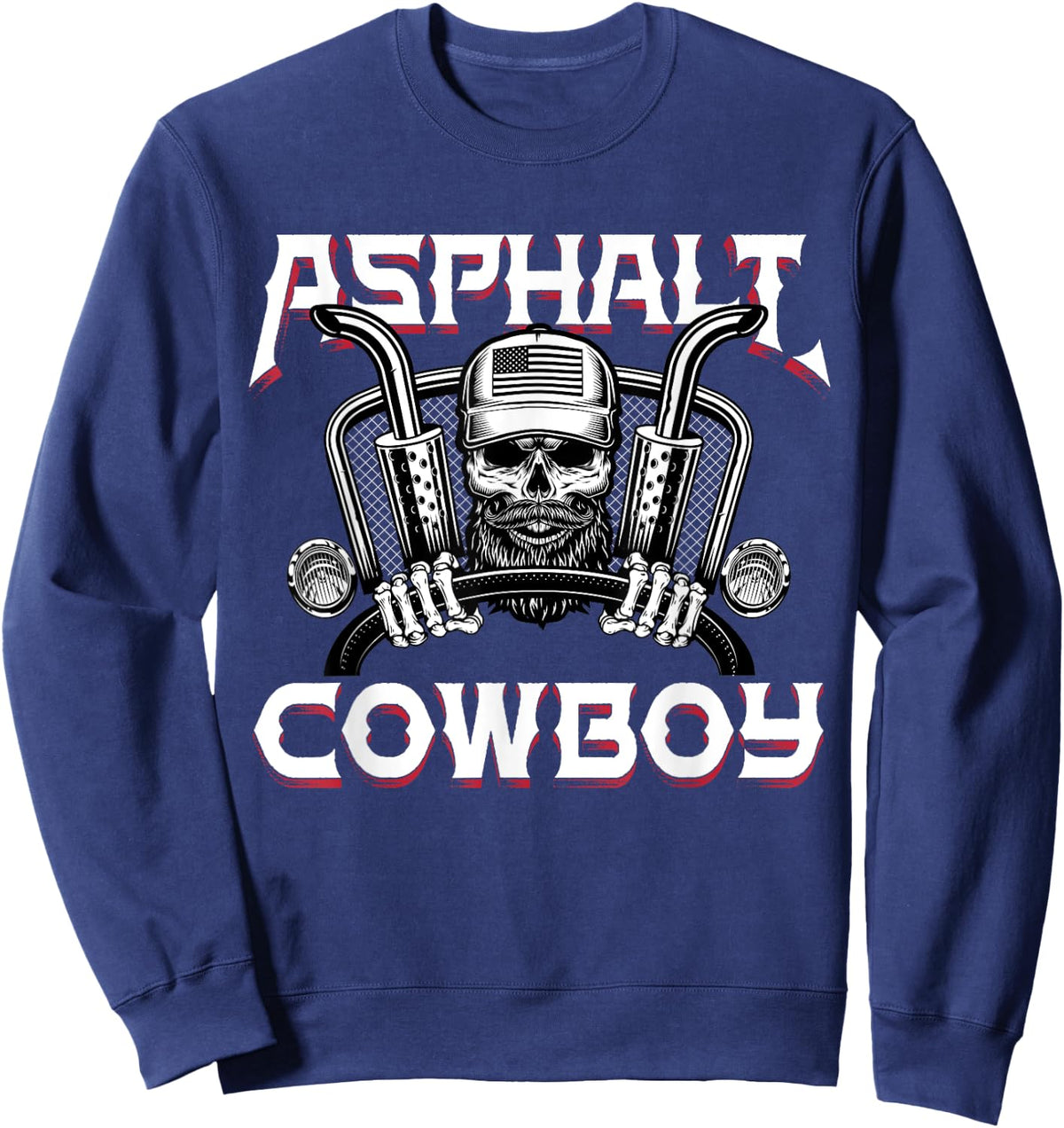 Asphalt Cowboy Funny Truck Driver Trucker Diesel Semi Gift Sweatshirt - Sweatshirt | Navy